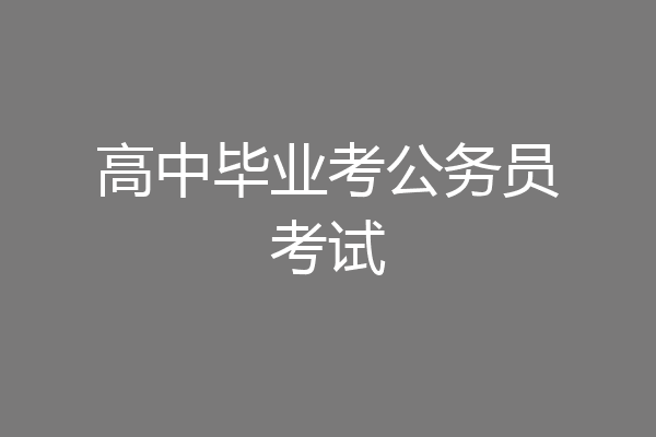 高中毕业考公务员考试