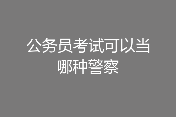 公务员考试可以当哪种警察