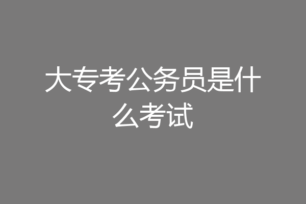 大专考公务员是什么考试
