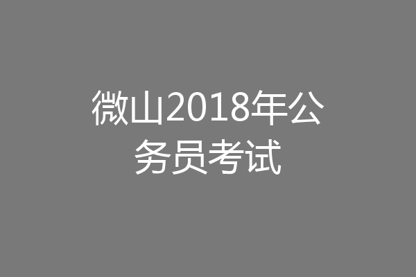 微山2018年公务员考试