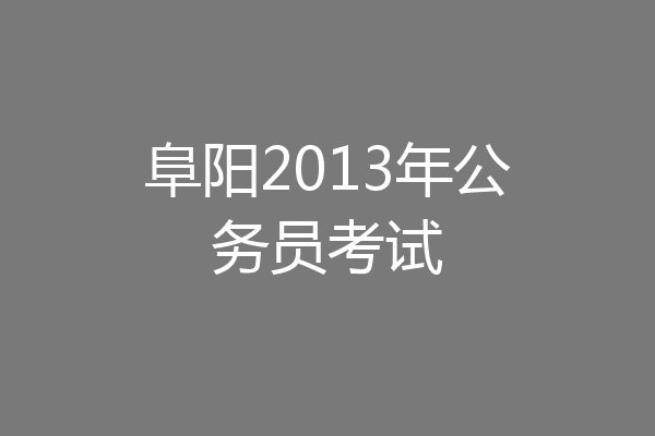 阜阳2013年公务员考试