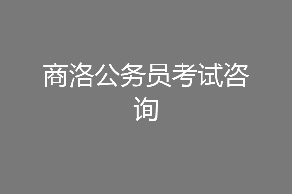 商洛公务员考试咨询