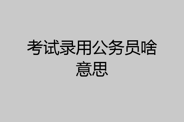 考试录用公务员啥意思