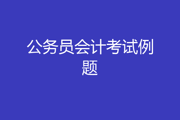 公务员会计考试例题