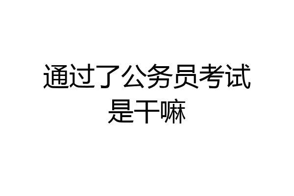 通过了公务员考试是干嘛