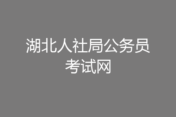 湖北人社局公务员考试网