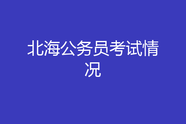 北海公务员考试情况