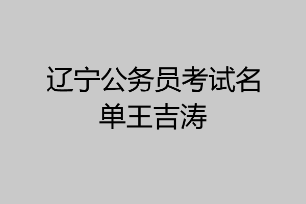 辽宁公务员考试名单王吉涛