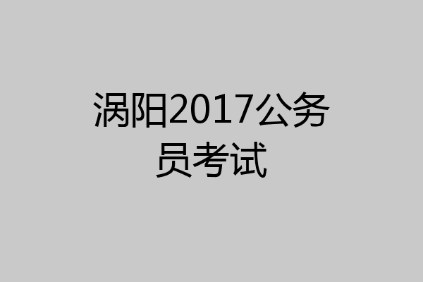 涡阳2017公务员考试