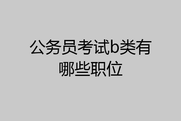 公务员考试b类有哪些职位