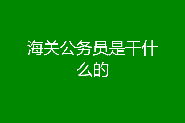 海关公务员是干什么的