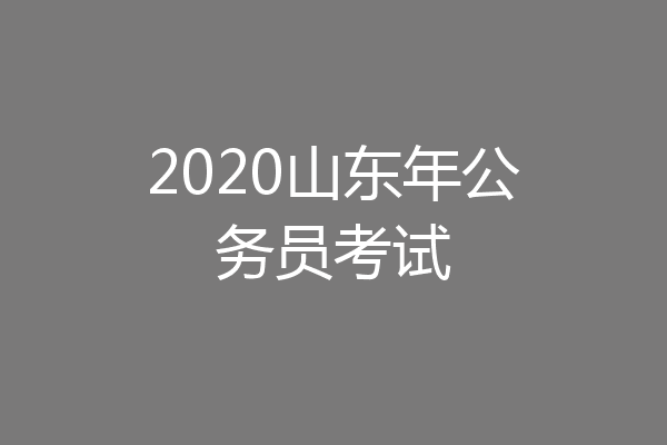 2020山东年公务员考试