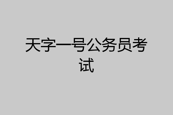 天字一号公务员考试