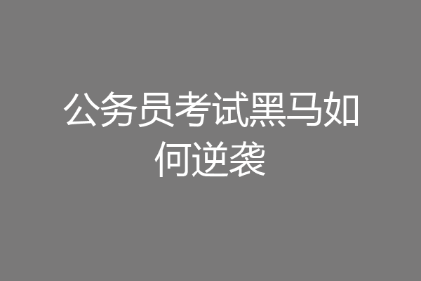 公务员考试黑马如何逆袭