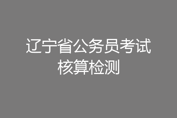 辽宁省公务员考试核算检测