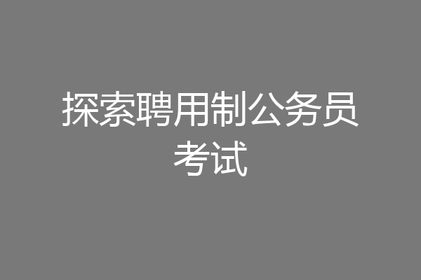 探索聘用制公务员考试