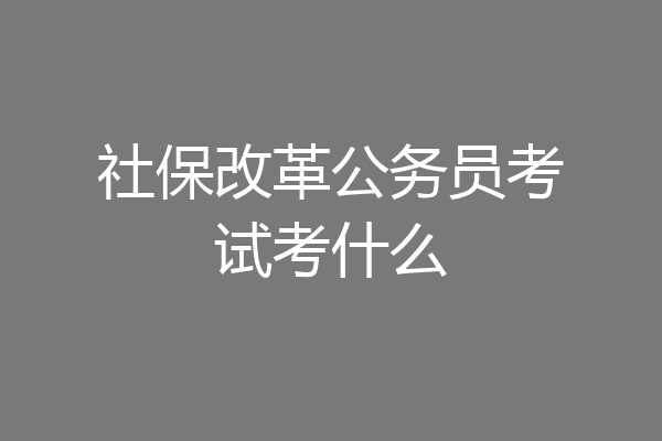 社保改革公务员考试考什么
