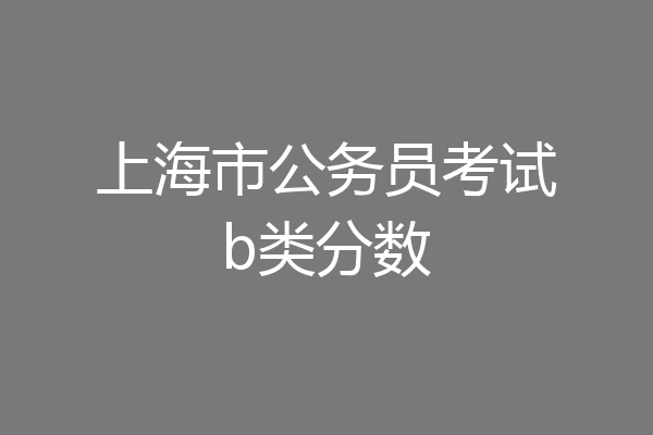 上海市公务员考试b类分数