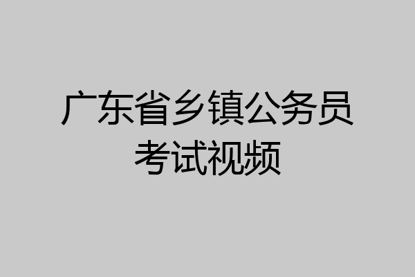 广东省乡镇公务员考试视频