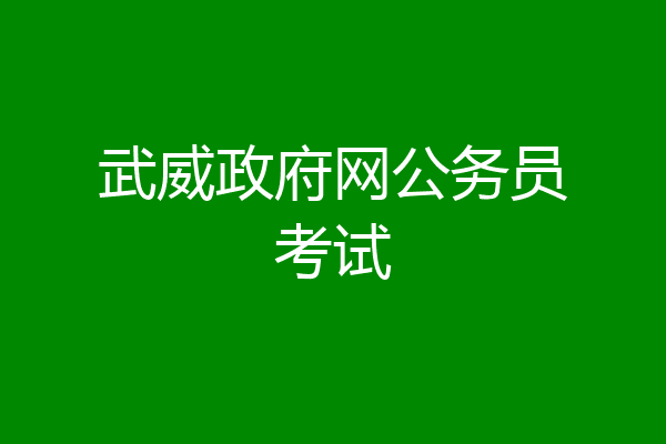 武威政府网公务员考试