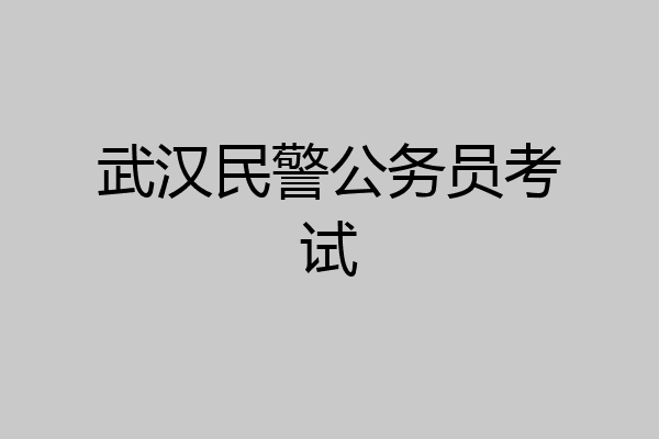 武汉民警公务员考试