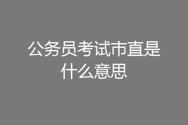 公务员考试市直是什么意思