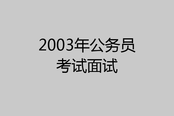 2003年公务员考试面试