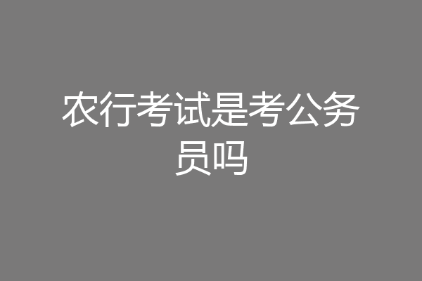 农行考试是考公务员吗