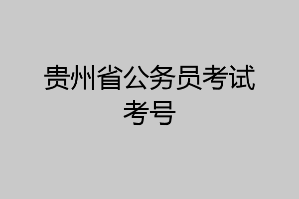 贵州省公务员考试考号