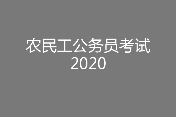 农民工公务员考试2020