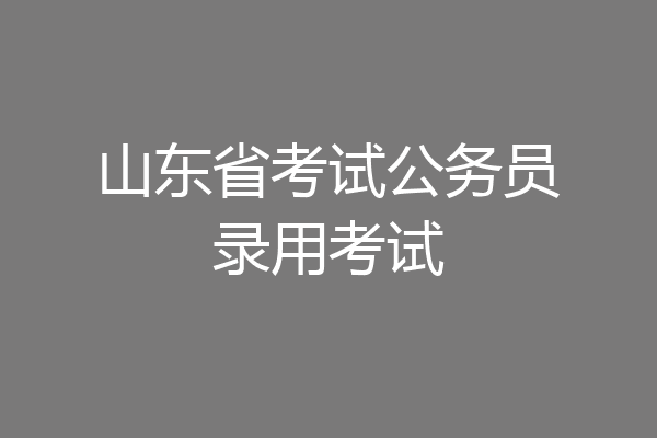 山东省考试公务员录用考试