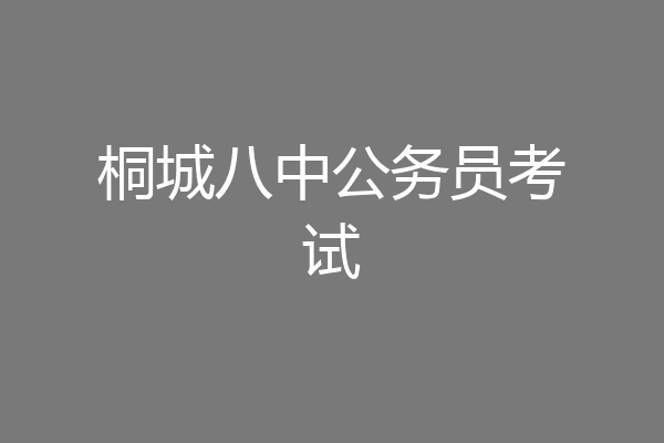 桐城八中公务员考试