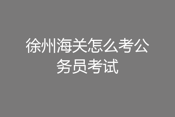 徐州海关怎么考公务员考试