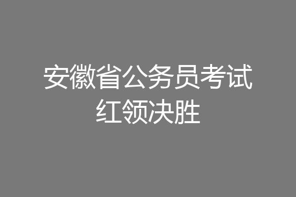 安徽省公务员考试红领决胜