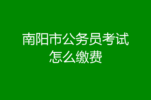 南阳市公务员考试怎么缴费