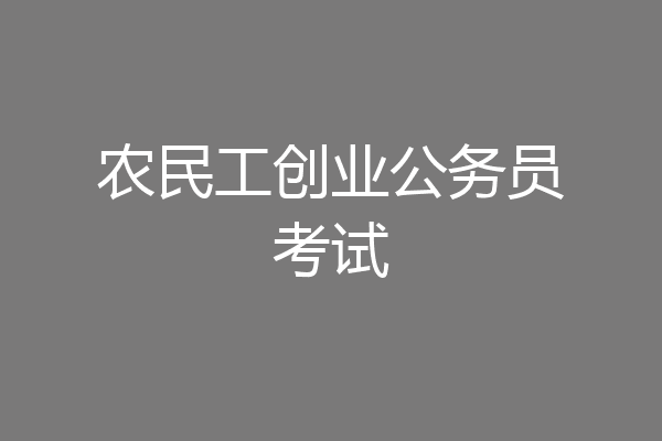 农民工创业公务员考试