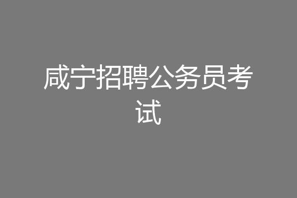咸宁招聘公务员考试