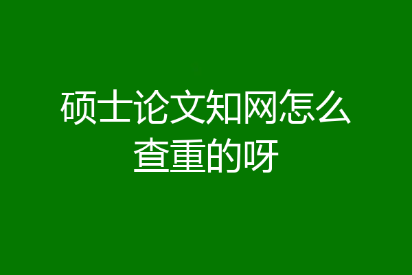 硕士论文知网怎么查重的呀