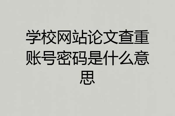 学校网站论文查重账号密码是什么意思