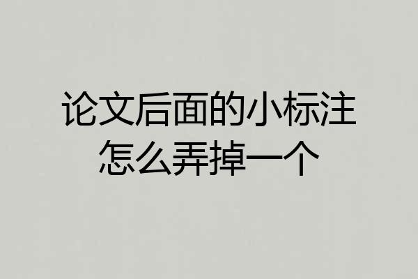 论文后面的小标注怎么弄掉一个