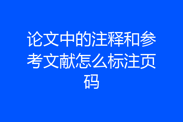 论文中的注释和参考文献怎么标注页码