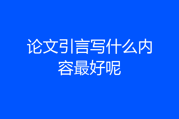 论文引言写什么内容最好呢