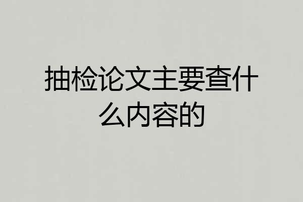 抽检论文主要查什么内容的