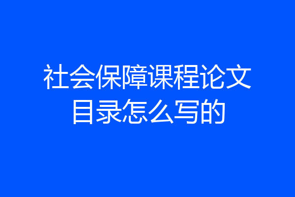 社会保障课程论文目录怎么写的