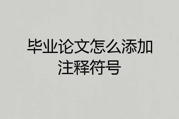 毕业论文怎么添加注释符号
