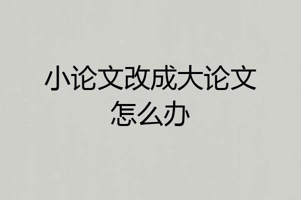 小论文改成大论文怎么办