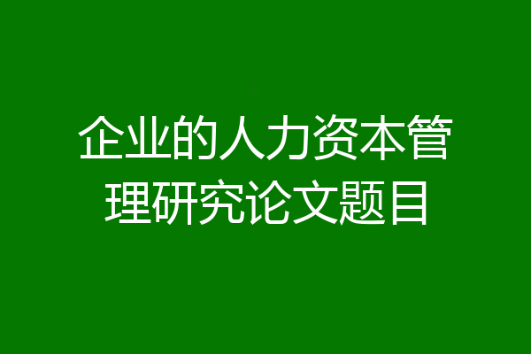 企业的人力资本管理研究论文题目