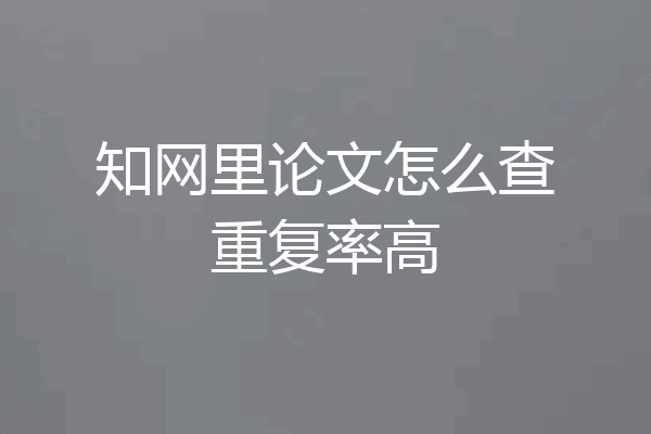 知网里论文怎么查重复率高