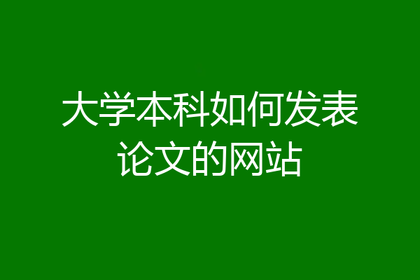 大学本科如何发表论文的网站