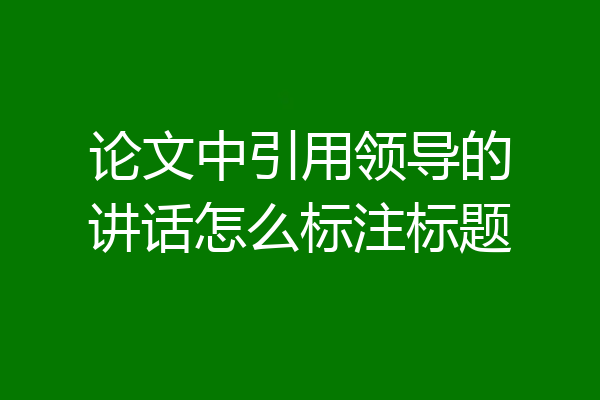 论文中引用领导的讲话怎么标注标题